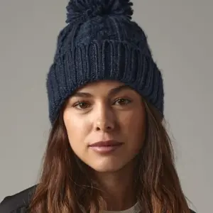 cable knit melange beanie