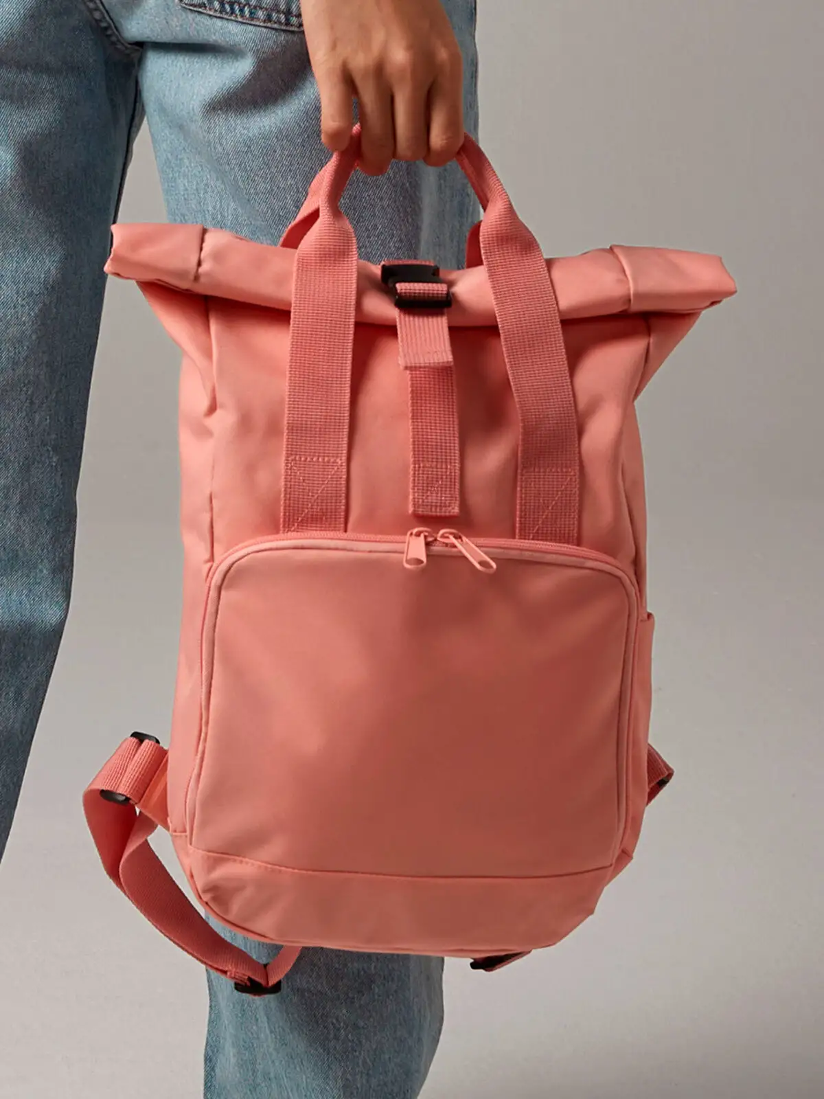 recycled mini twin handle roll top backpack recycled mini twin handle roll top backpack