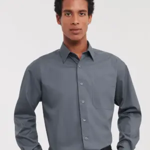 men’s long sleeve polycotton poplin shirt