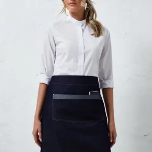 domain contrast denim waist apron