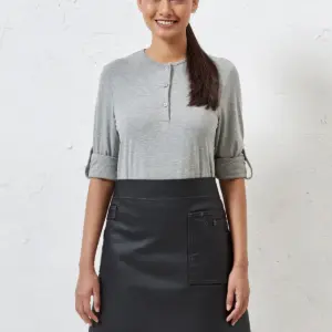 division waxed look denim waist apron
