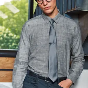 men’s cotton slub chambray long sleeve shirt