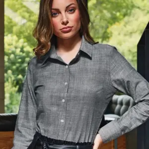 women’s cotton slub chambray long sleeve shirt