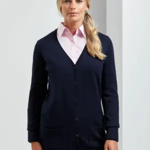 ladiesâ log length knitted cardigan