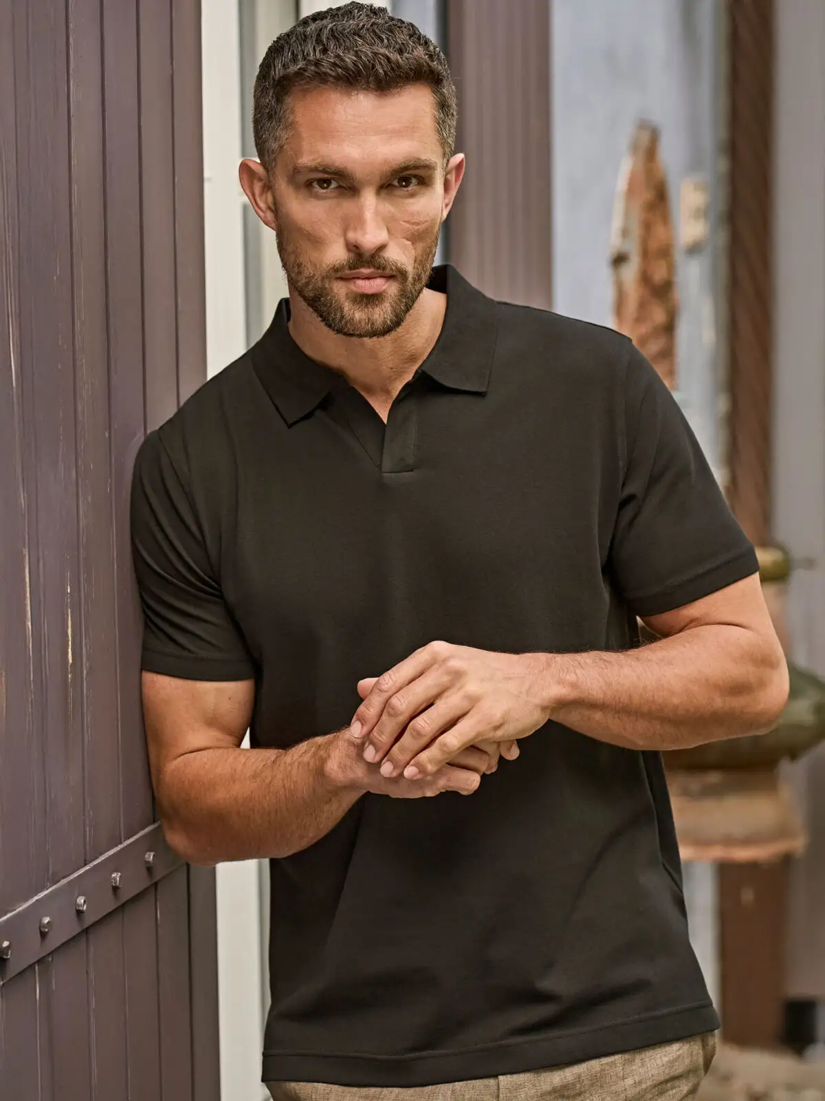 luxury stretch v neck polo luxury stretch v neck polo