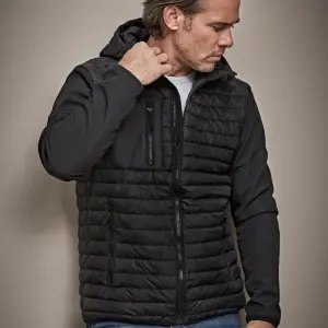 hooded crossover jacket