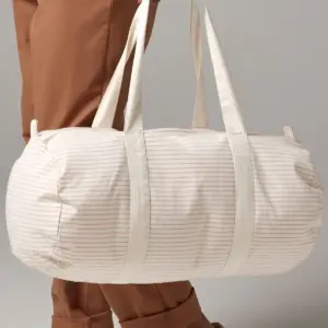 striped organic cotton barrel bag